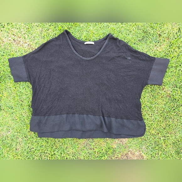Zara Black Top with Sheer Detail - Picture 1 of 3